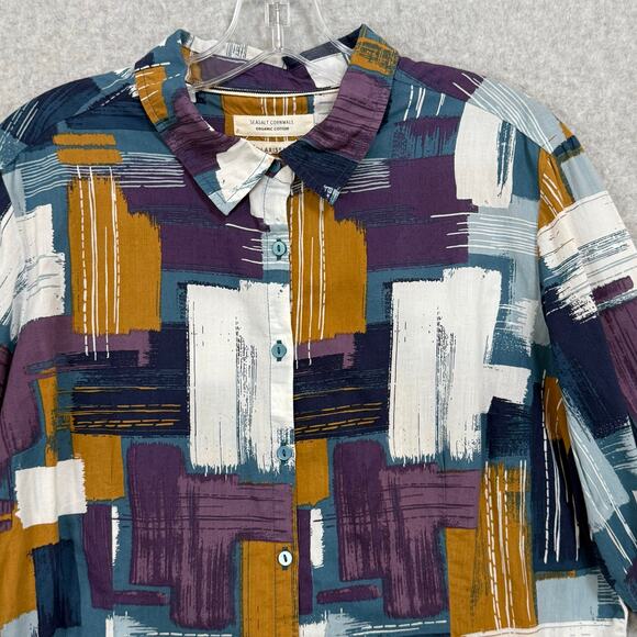 Seasalt Cornwall Larissa Button Down Blouse Size US 8 Organic Cotton Casual - Picture 1 of 16
